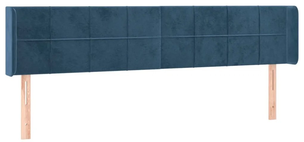 sötétkék bársony LED-es fejtámla 163 x 16 x 78/88 cm