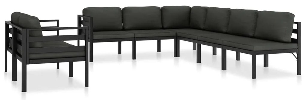 vidaXL 8 részes antracitszürke alumínium kerti ülőgarnitúra párnákkal