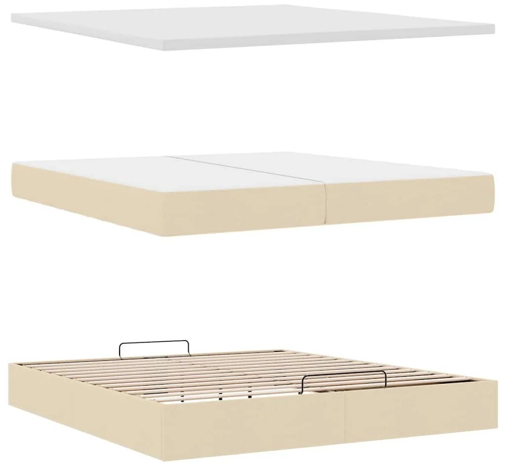 oszmán ágykeret matracokkal krém 200x200cm szövet