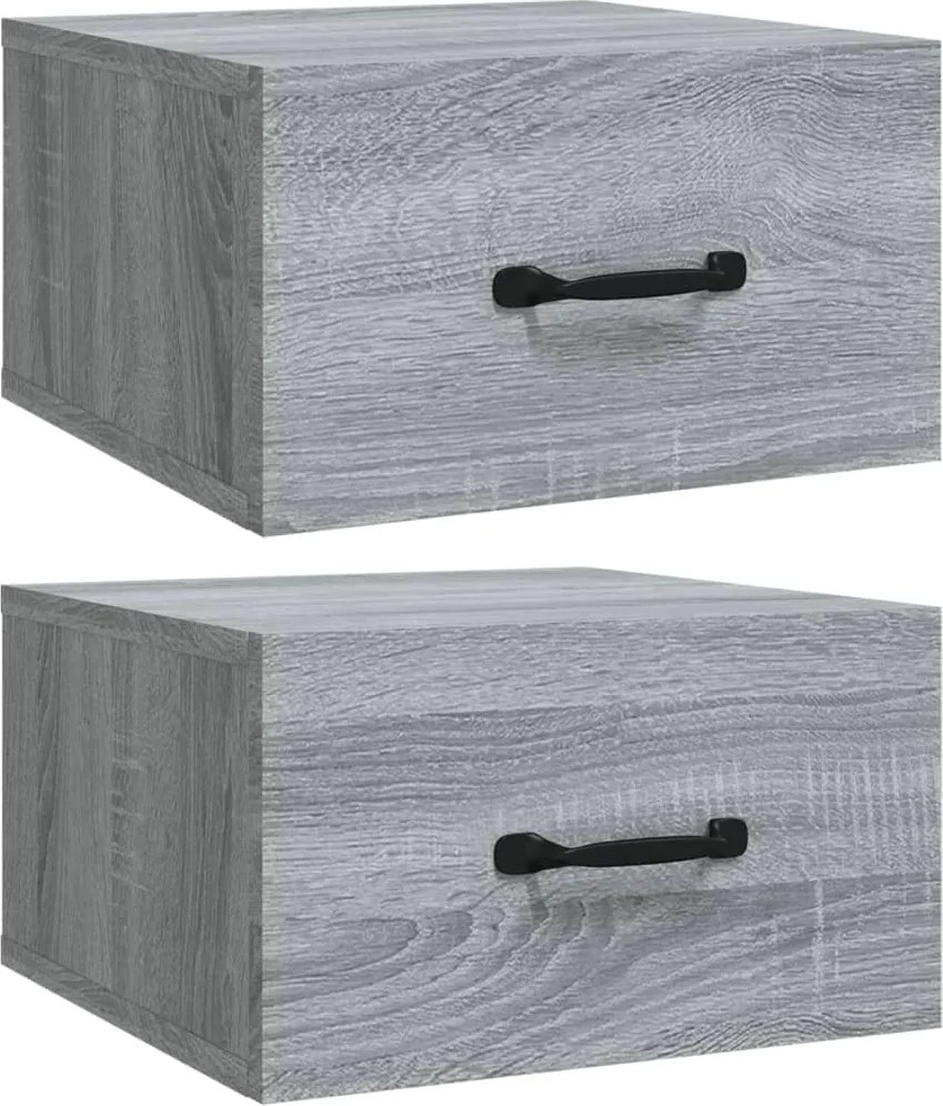 vidaXL 2 db szürke sonoma falra szerelhető éjjeliszekrény 35x35x20 cm