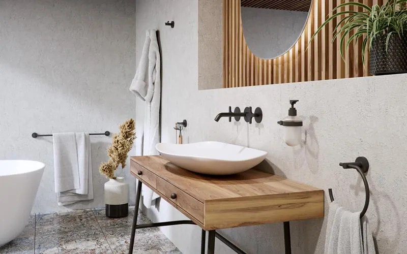 BISK Erga FOR YOU, törölközőgyűrű tartó, matt fekete, ERG-08260