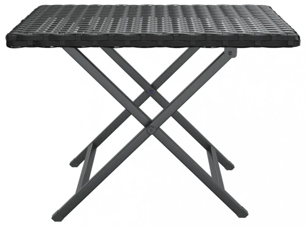 fekete összecsukható polyrattan asztal 45 x 35 x 32 cm