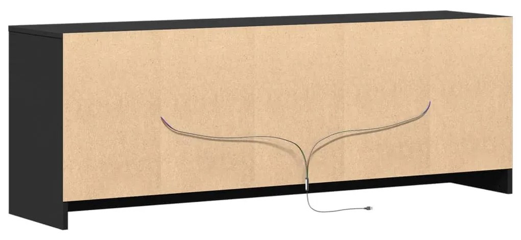 fekete szerelt fa TV-szekrény LED-ekkel 139,5 x 34 x 50 cm