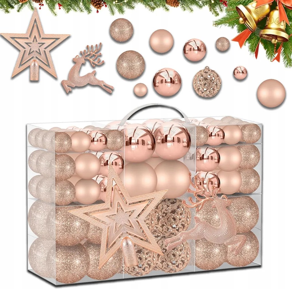 karácsonyfadísz törhetetlen díszek 102 db díszített díszek