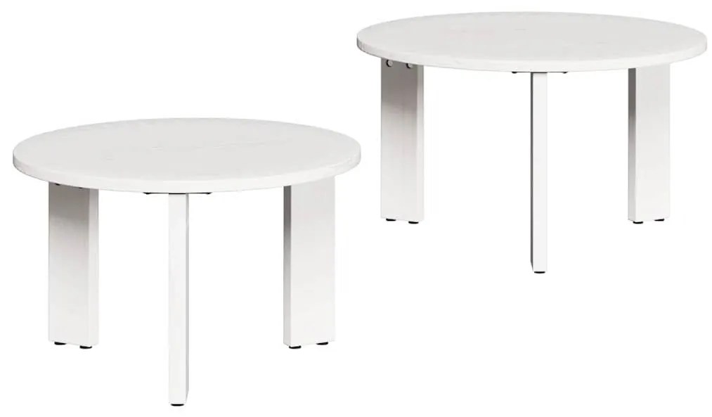 Dohányzóasztal 2 pcs Fehér 47.5 x 47.5 x 27 cm Tömör fenyőfa