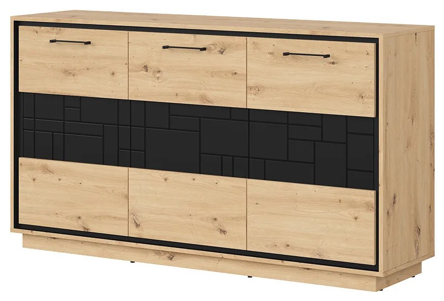 Szekrény Pont KOM3D (artisan tölgy + matt fekete). Akció -18%. 1063041