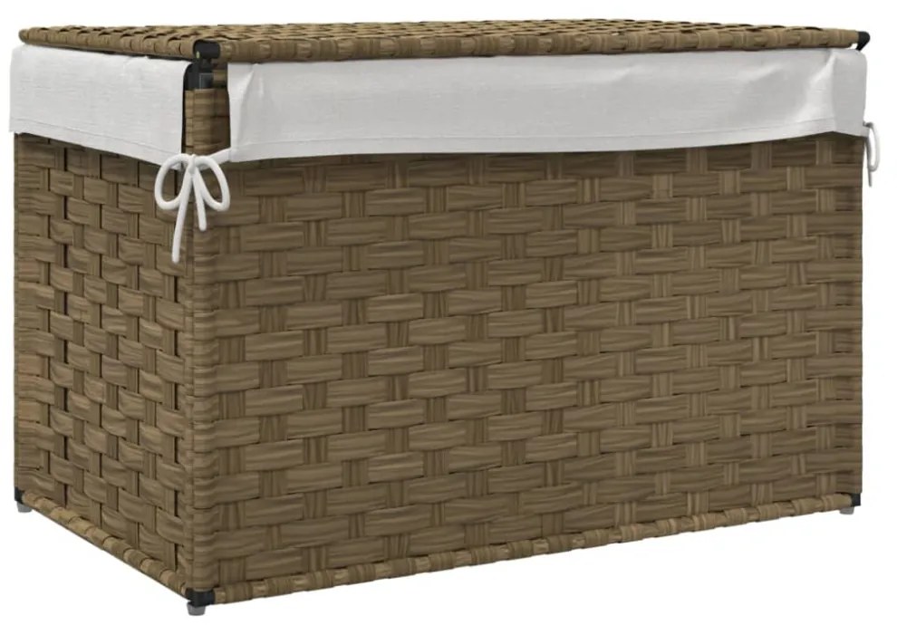polyrattan szennyeskosár fedéllel 55,5 x 35 x 34 cm