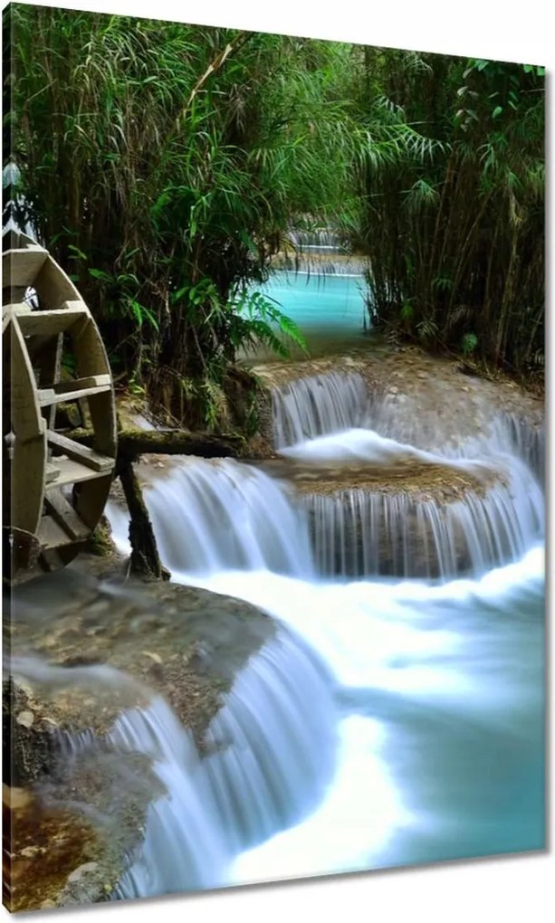 Vászonkép 70x100 Fából készült malom a folyón