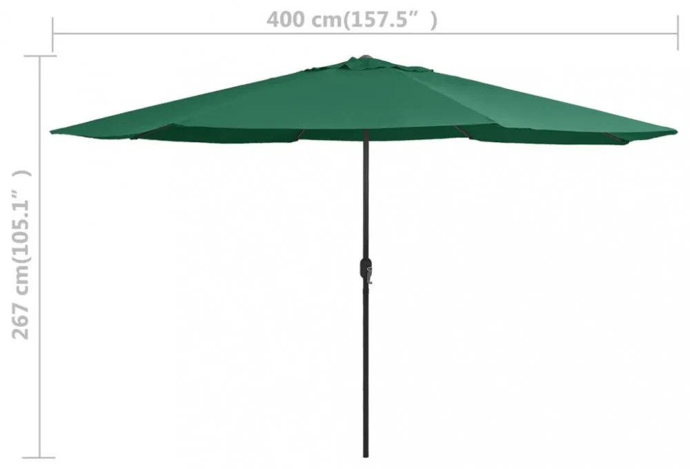 zöld kültéri napernyő fémrúddal 390 cm