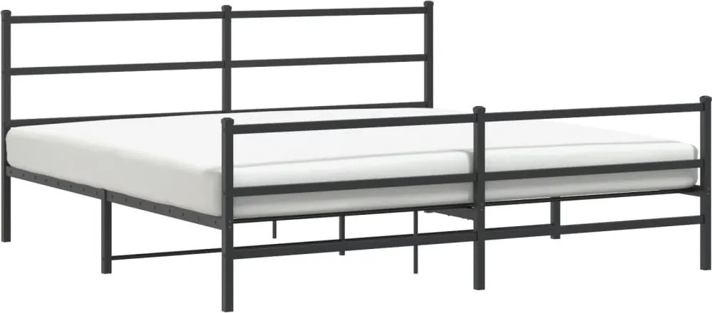 vidaXL fekete fém ágykeret fej- és lábtámlával 200 x 200 cm