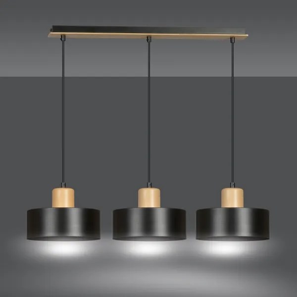 Csillár zsinóron TORIN 3xE27/15W/230V fekete