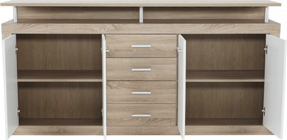 Komód, sonoma tölgyfa/fehér, JUNO - JACHIM NEW