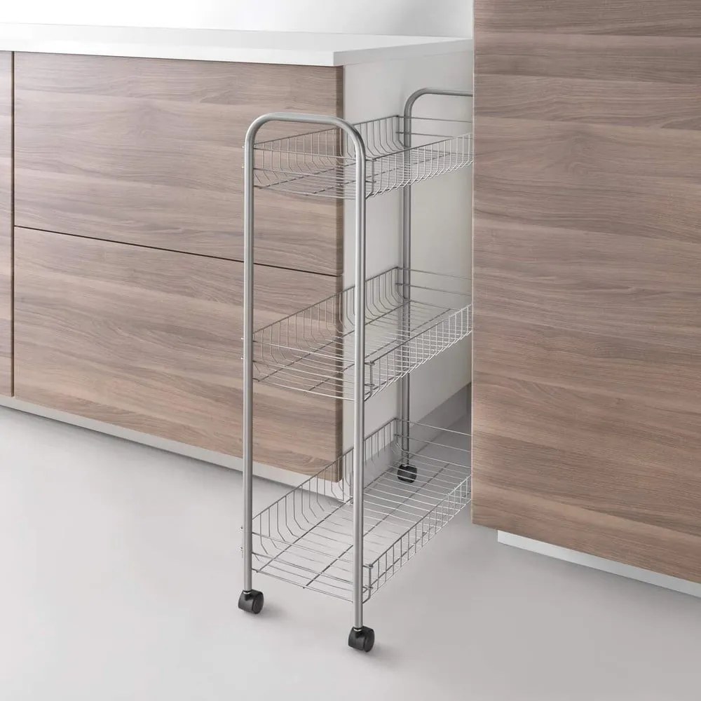 Ascona Slim De Luxe háromszintes görgős polc, magasság 84 cm - Metaltex