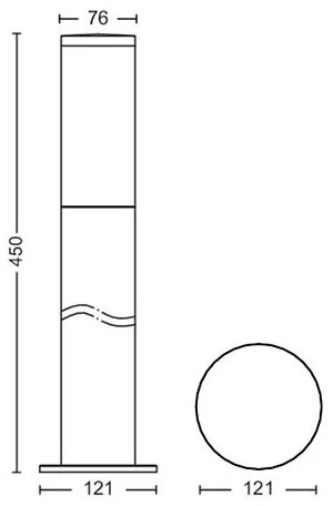 Philips - Kültéri lámpa UTRECHT 1xE27/20W/230V 45 cm IP44