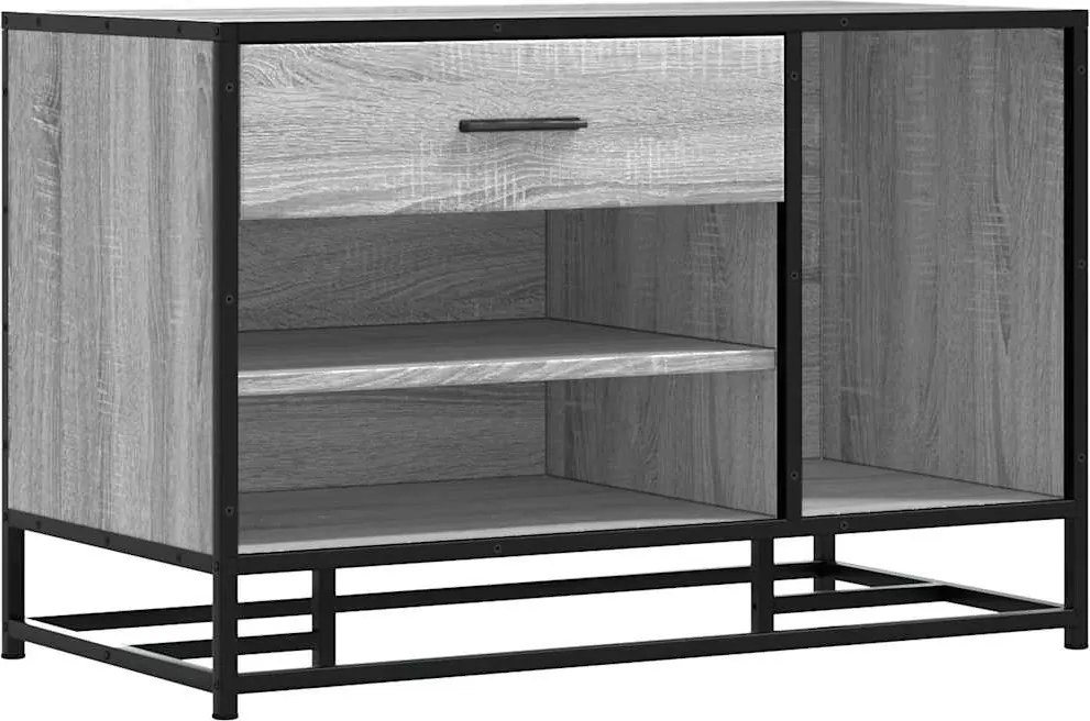 vidaXL cipőpad szürke Sonoma 80x40x53,5 cm Gépi fa és fém