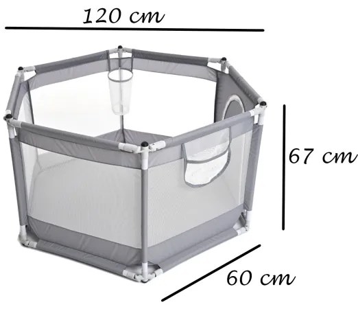 Játékkarám 120 cm szürke