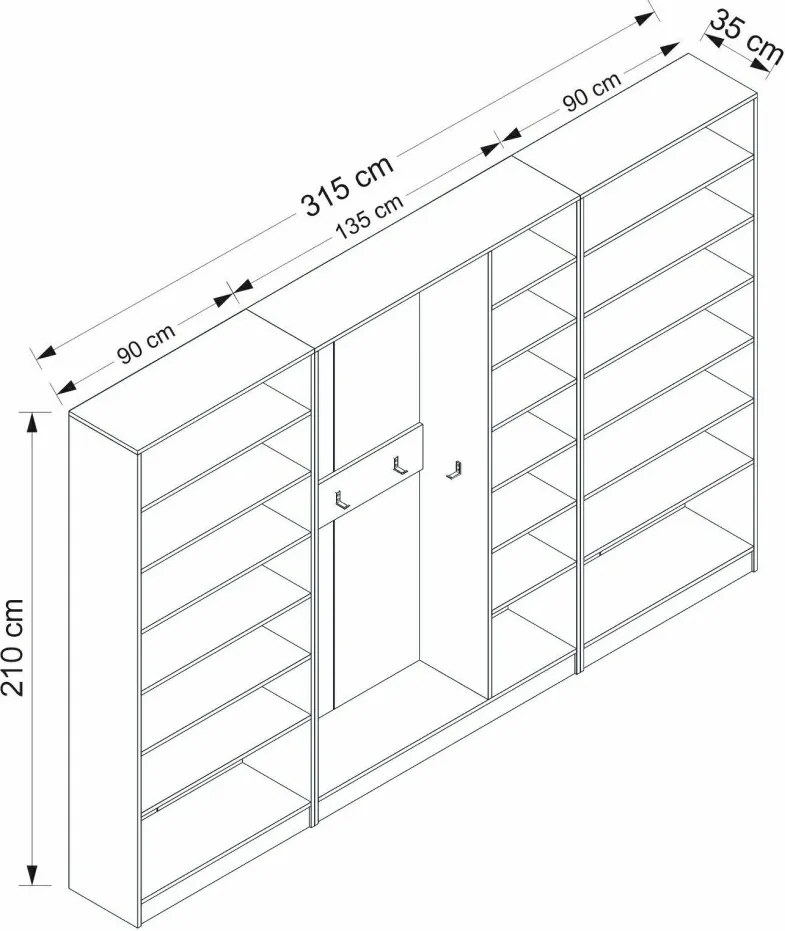 Noah előszobafal, 315 cm – TR506MNR3234