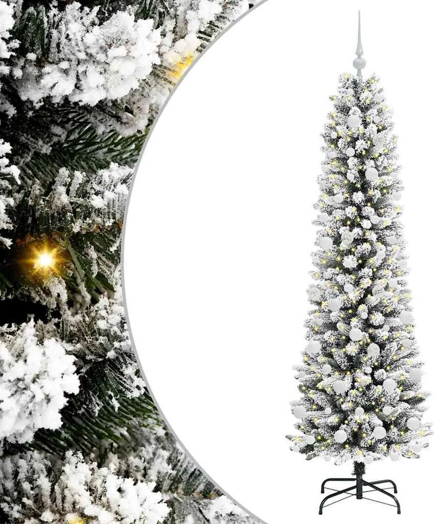 vidaXL Mű karácsonyfa 300 LED-del Fehér 180 cm PVC és Fém és Műanyag