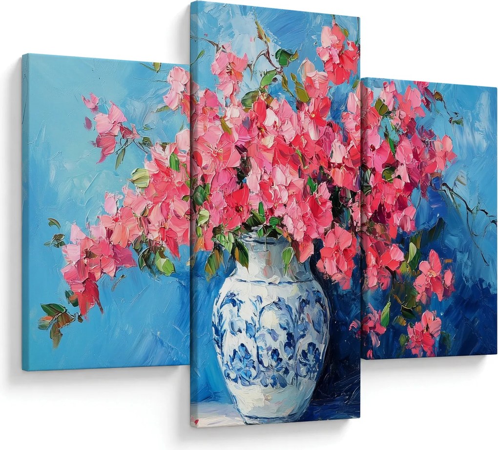 Kép - Váza rózsaszín virágokkal (90x60 cm)