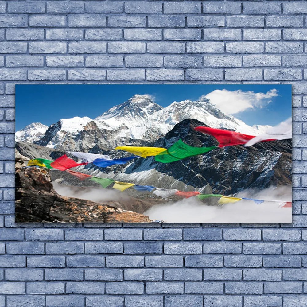 Üvegkép falra hegyi táj 120x60cm