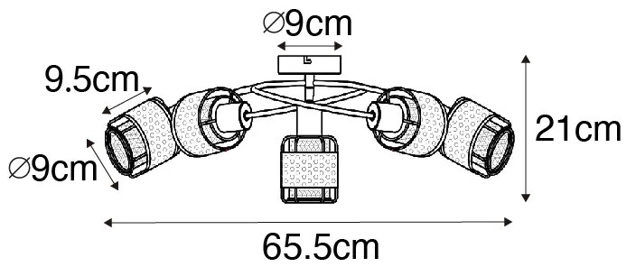Design mennyezeti lámpa fekete arannyal 5-lámpás - Noud