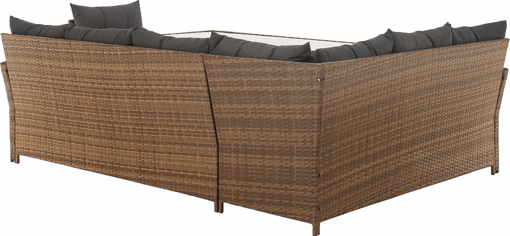 Kerti rattan szett, szürkésbarna/világosbarna, SAGIR