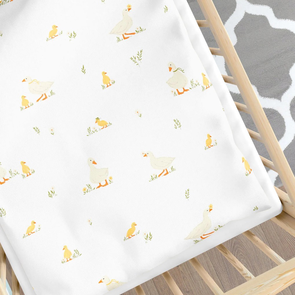 Goldea gyermek pamut ágyneműhuzat kiságyba - kacsák 90 x 120 és 40 x 60 cm