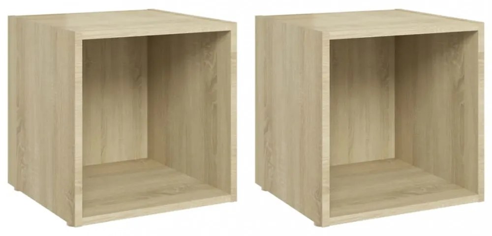 2 db sonoma tölgy színű szerelt fa TV-szekrény 37 x 35 x 37 cm