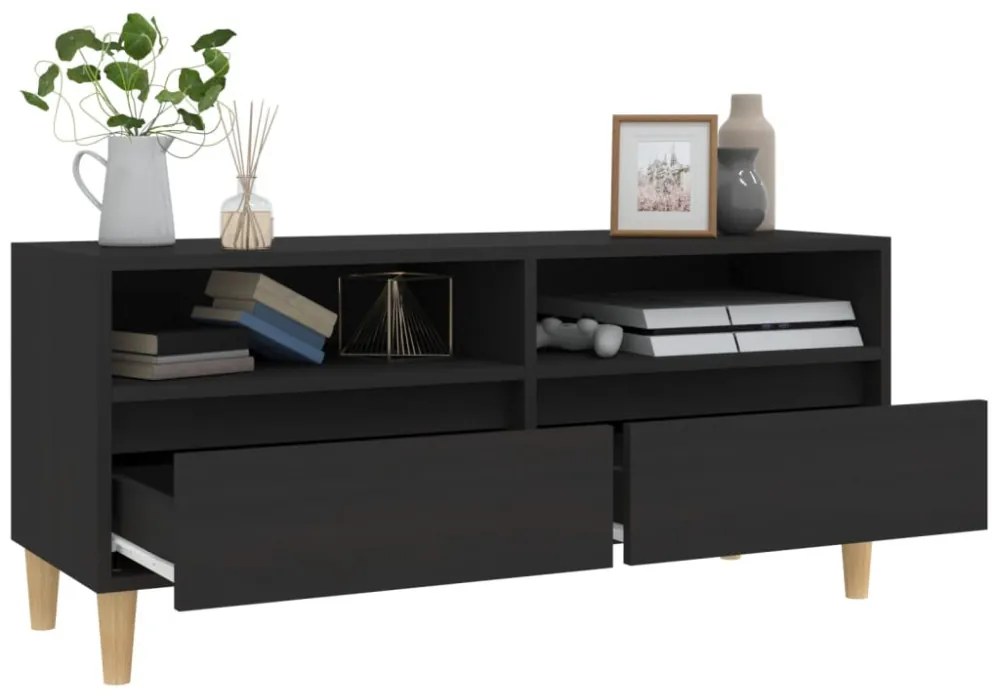 fekete szerelt fa TV-szekrény 100 x 34,5 x 44,5 cm