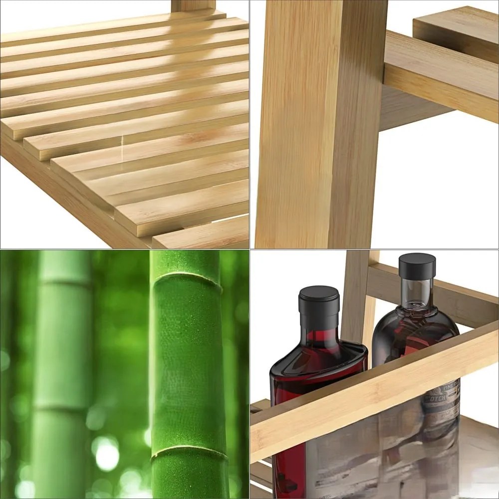 ZOJA bambusz polc, 4 polc, 48x32x123cm, barna Casaria