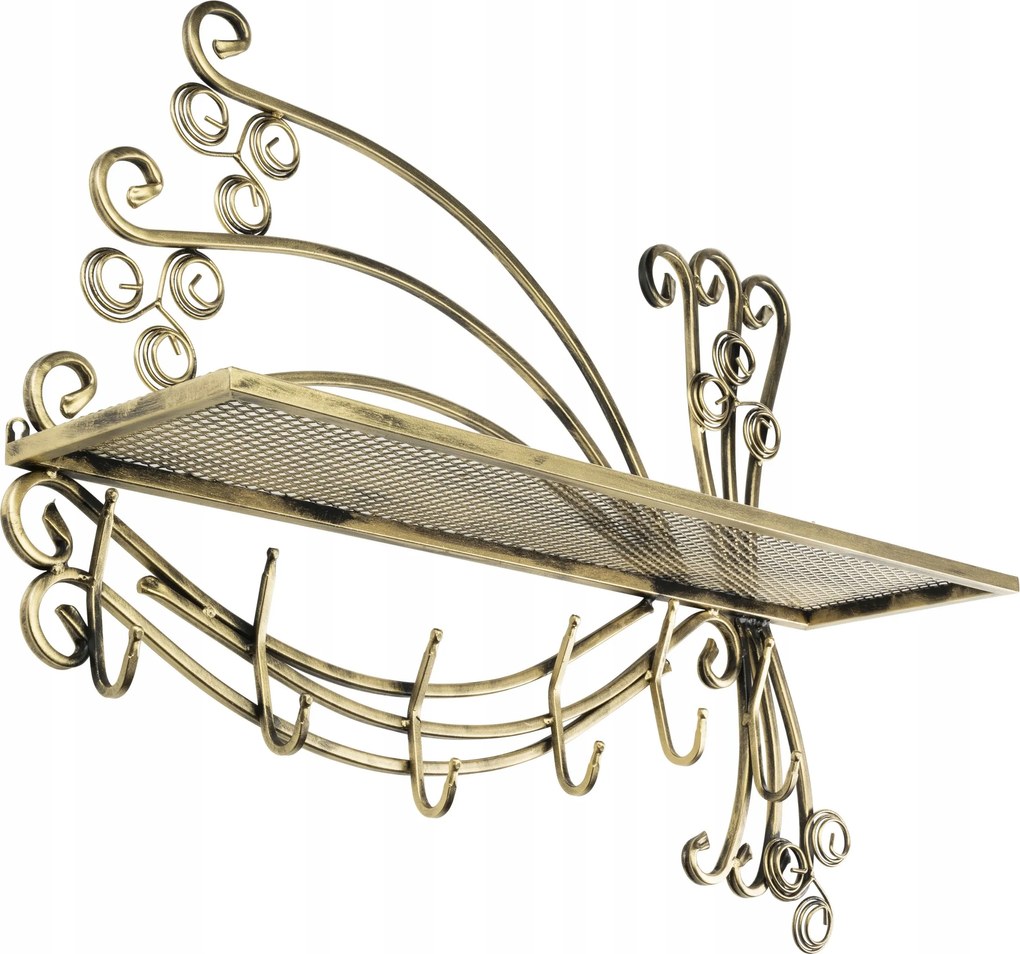 Robusztus dekoratív fali ruhaakasztó arany patinával bevonva