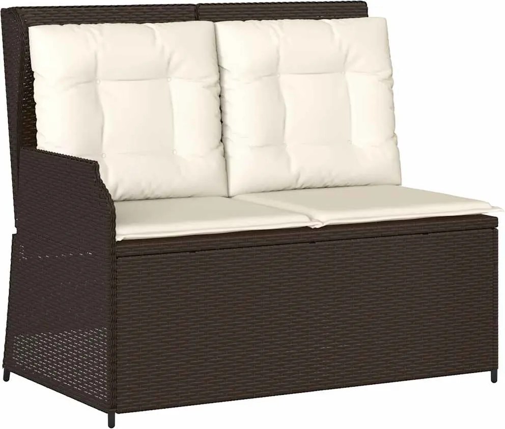 vidaXL barna polyrattan dönthető kerti pad párnával