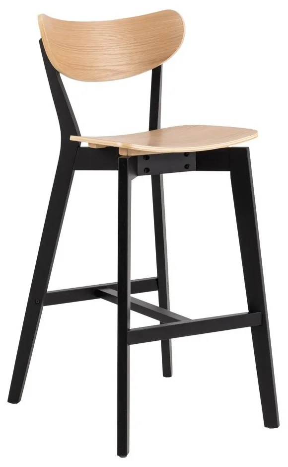 Fekete-natúr színű kaucsukfa bárszék szett 2 db-os 105 cm Roxby – Actona