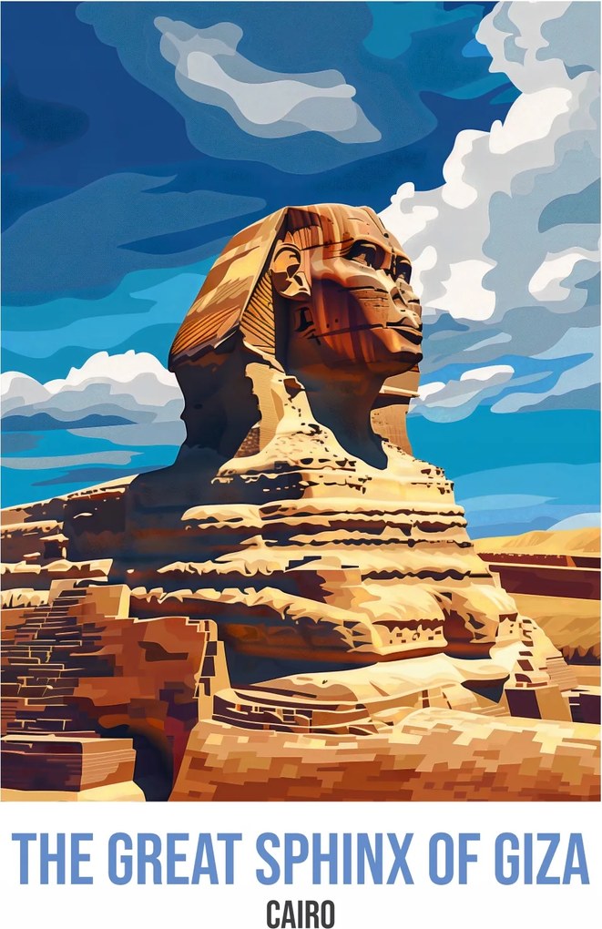 Plakát 40x55cm A gízai nagy szfinx, Kairó
