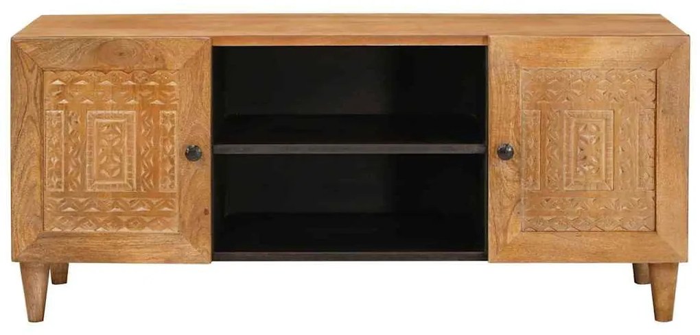 TV szekrény ajtóval Világosbarna 105 x 33 x 46 cm tömör mangófa