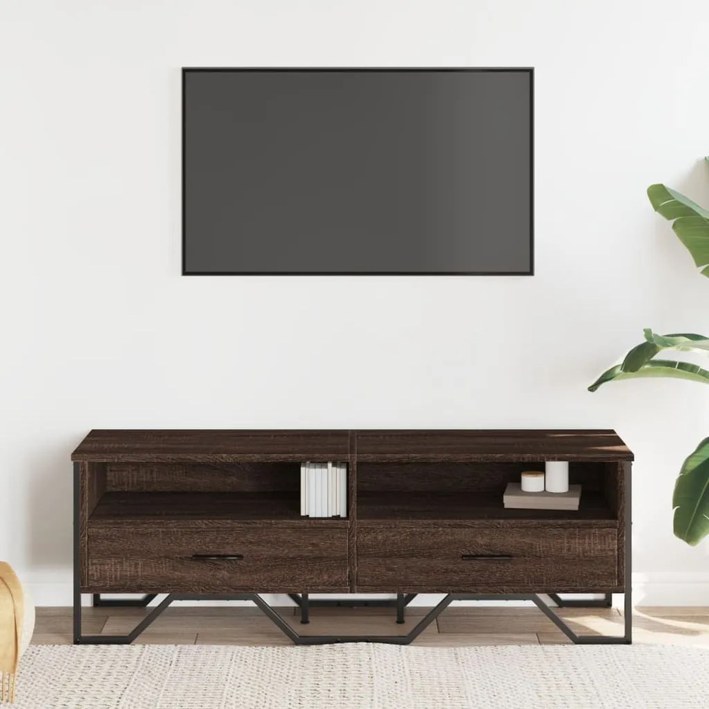 barna tölgy színű szerelt fa TV-szekrény 122 x 34 x 41 cm