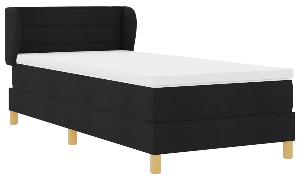 Boxspring Ágy Mattal Fekete 80x200 cm Szövet