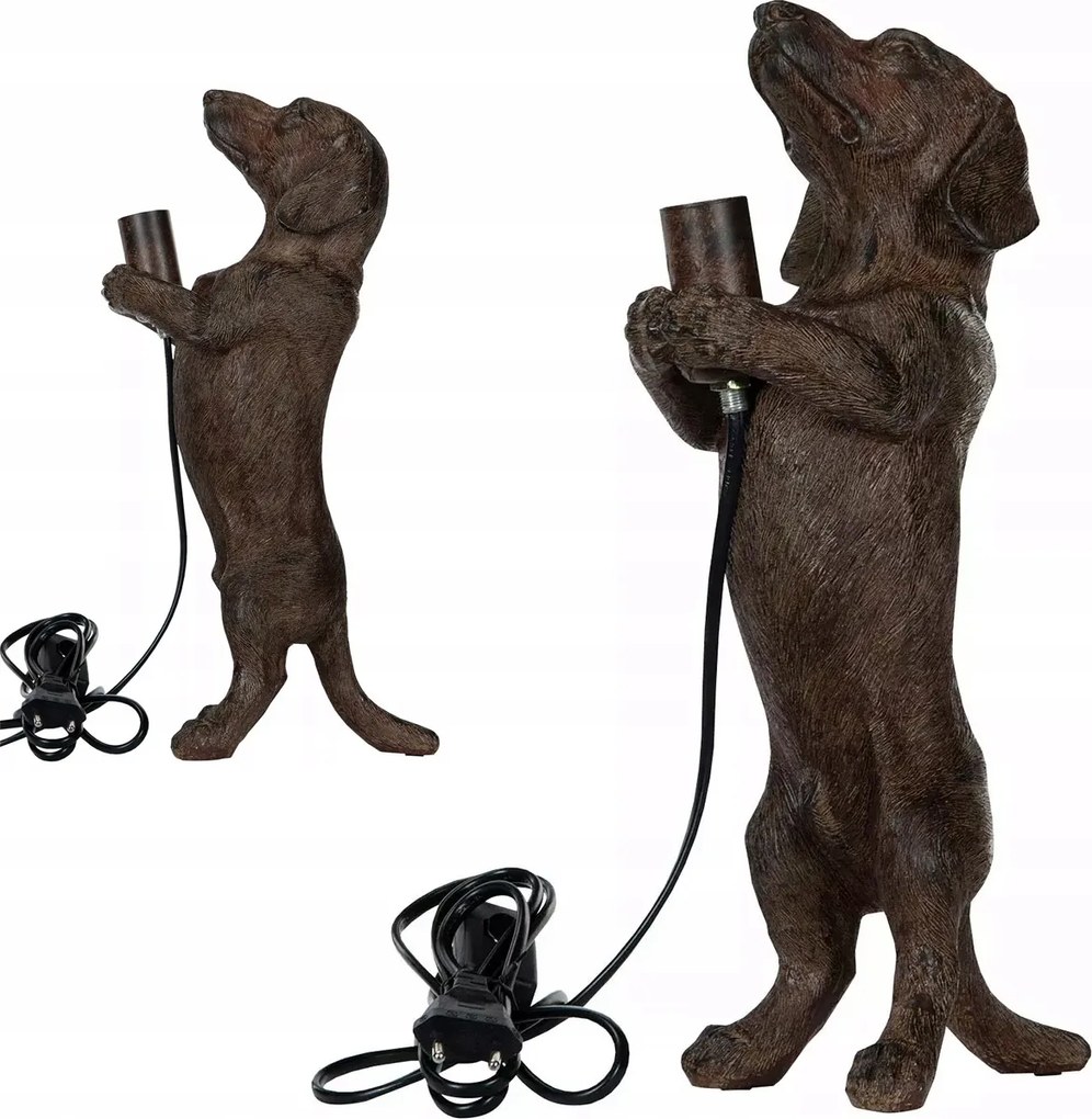 Tacskó Lámpa Kutya Asztali Éjszakai Lámpa E14 barna boho dekoráció