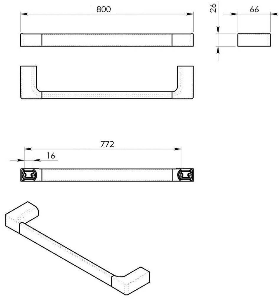 GEDY PI218013 Pirenei törülközőtartó 80 x 6,6 cm,ezüst