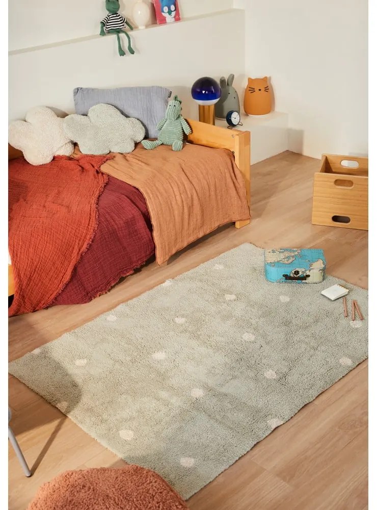 Mentazöld mosható kézi szövésű pamut gyerek szőnyeg 100x150 cm Mini Dot Blue Sage – Lorena Canals