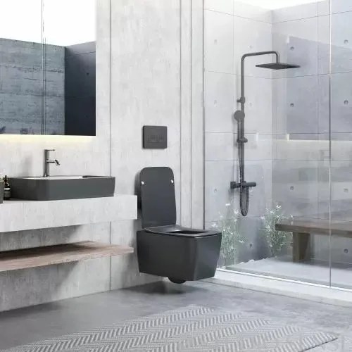 CeraStyle HERA fali WC - MATT FEKETE - rimless - perem nélküli - rejtett szerelésű