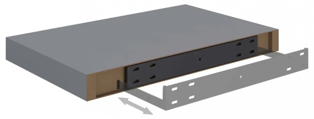 2 db szürke MDF lebegő fali polc 40 x 23 x 3,8 cm