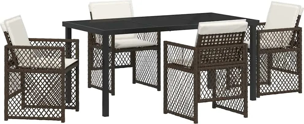 vidaXL Kert étkező szett 5 pcs Barna polirattan