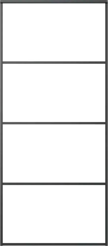 vidaXL fekete alumínium és ESG üveg tolóajtó 90 x 205 cm