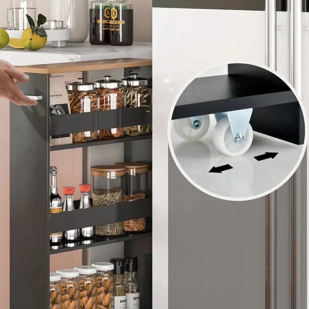 4 szintes tároló nyitott polcokkal, szürke