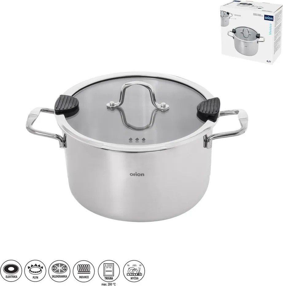 Rozsdamentes acél lábas fedővel 6,2 l Venice – Orion