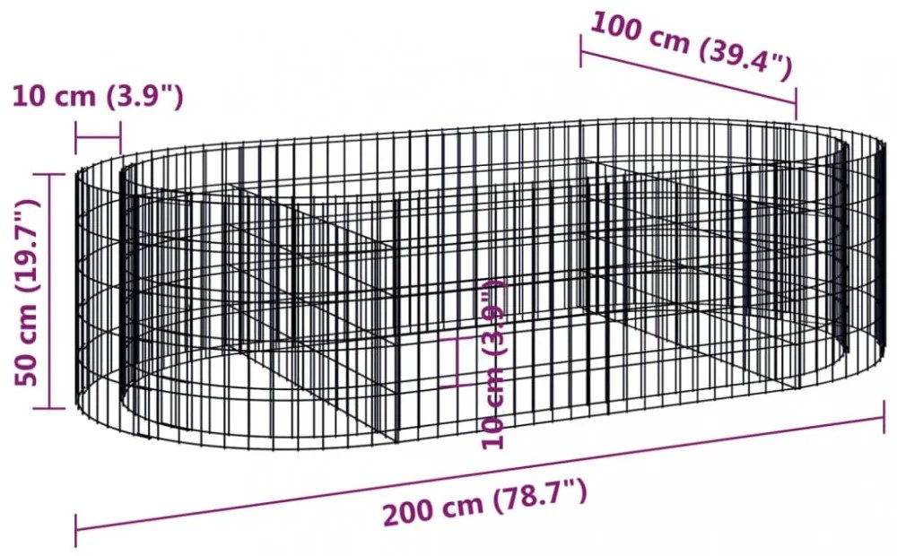 horganyzott vas gabion magaságyás 200x100x50 cm