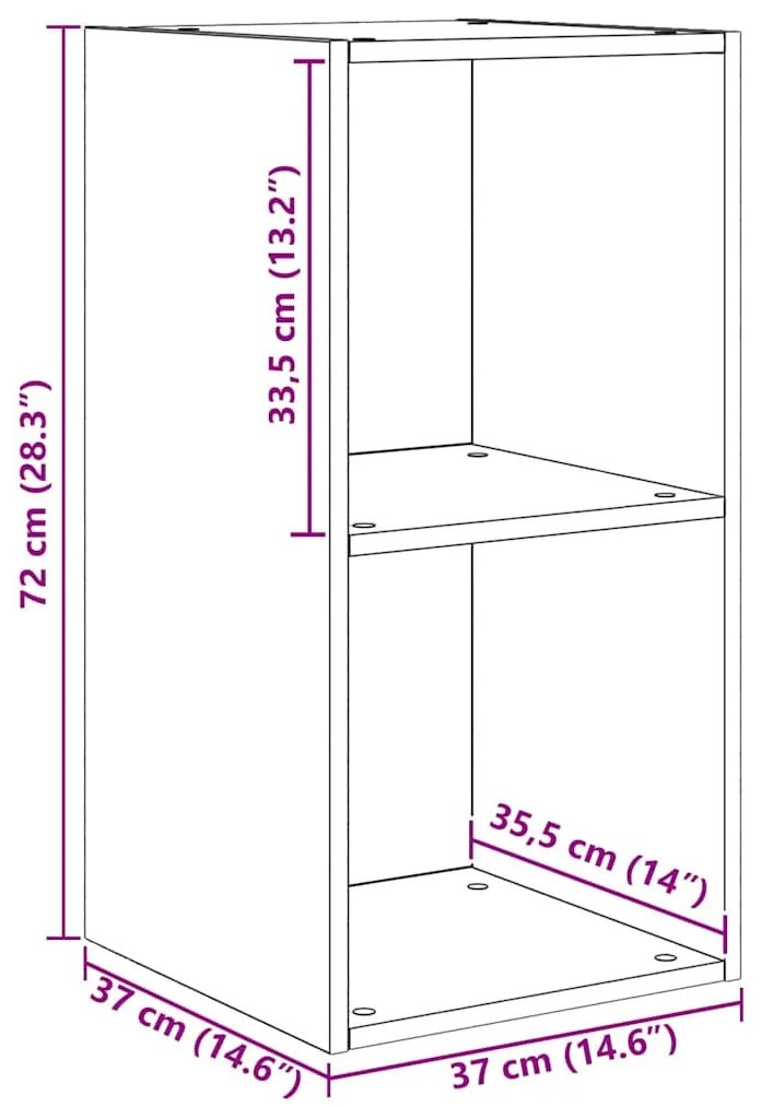 Fali TV Szekrény 2 pcs Kézműves tölgy 37 x 37 x 72 cm Faanyag