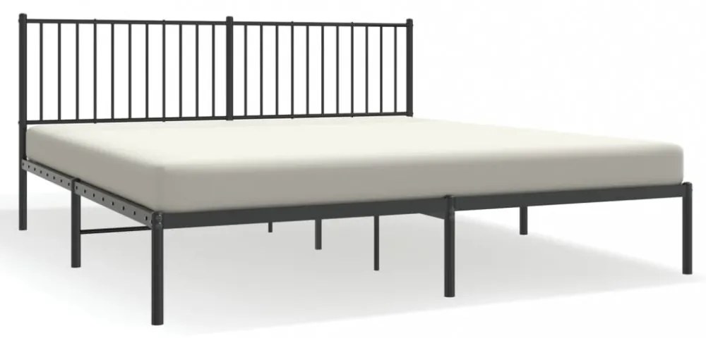 fekete fém ágykeret fejtámlával 180 x 200 cm