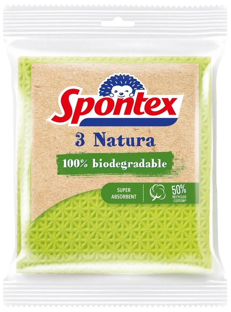 Spontex Natura szivacsos törlőkendő, 3 db